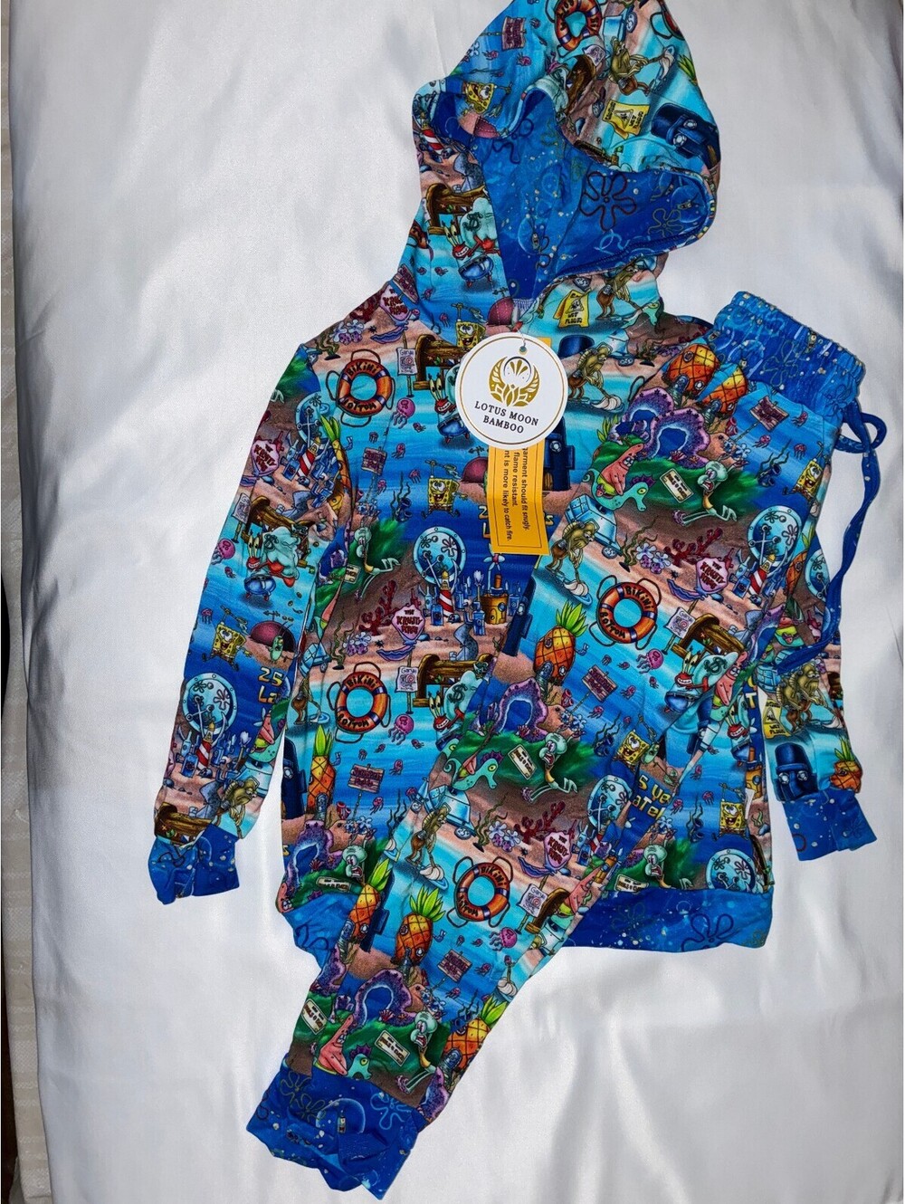 Lotus Moon Bamboo Spongebob French Terry Hooded Jogger Set 5/6T NWT